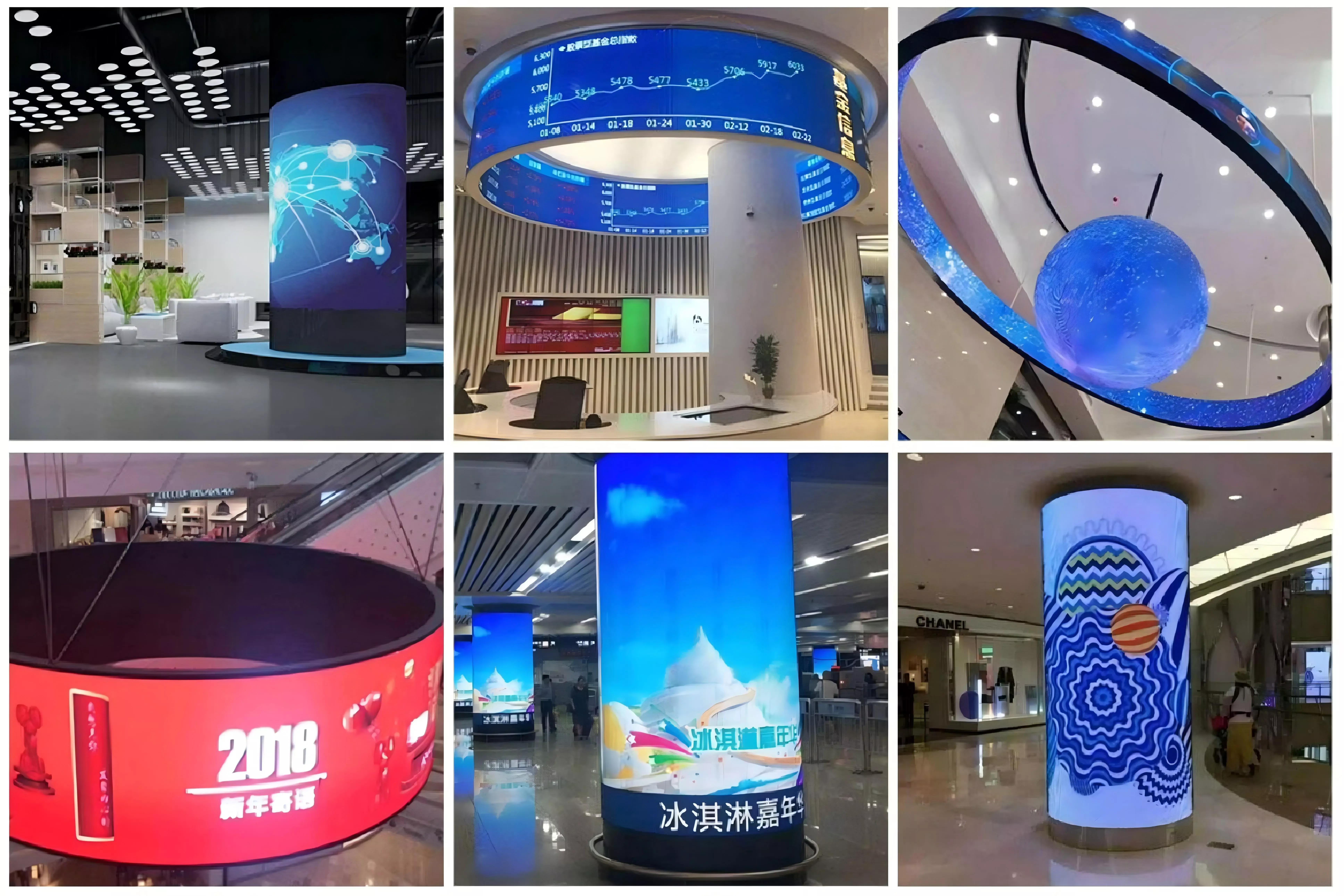 P4 Flexible LED Module applied in various commercial scenarios with curved and creative display designs application