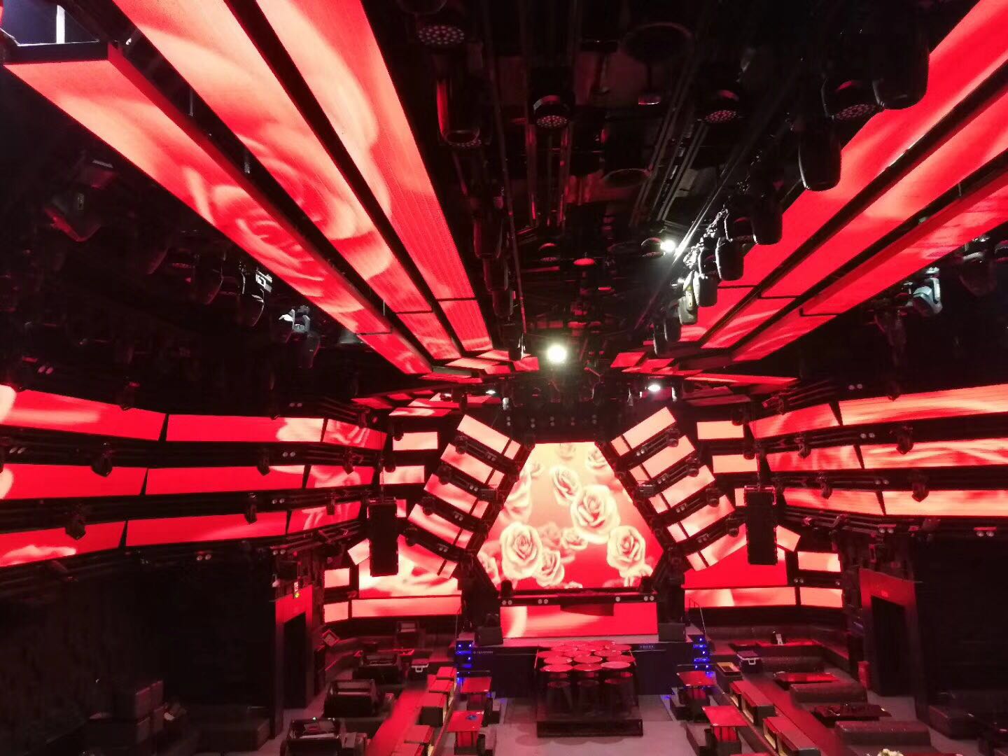 This custom-shaped LED display 