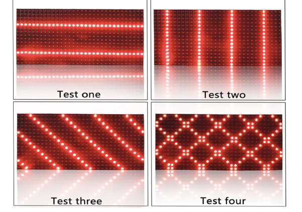 LED display quality control test patterns for dead pixel detection