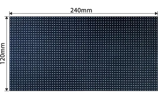 240mm by 120mm indoor flexible LED module pixel pitch and dimension diagram