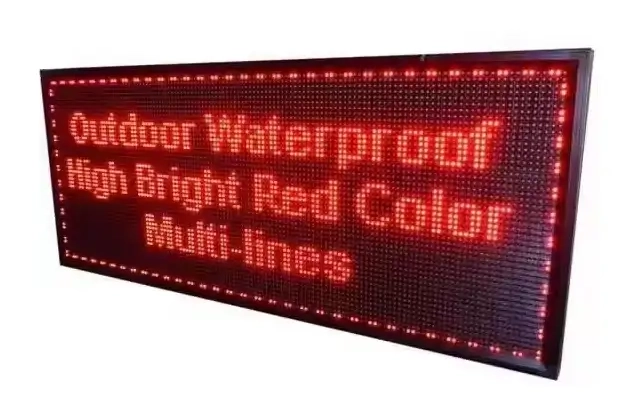 Outdoor waterproof high bright red color programmable LED display with multi-lines red text.webp